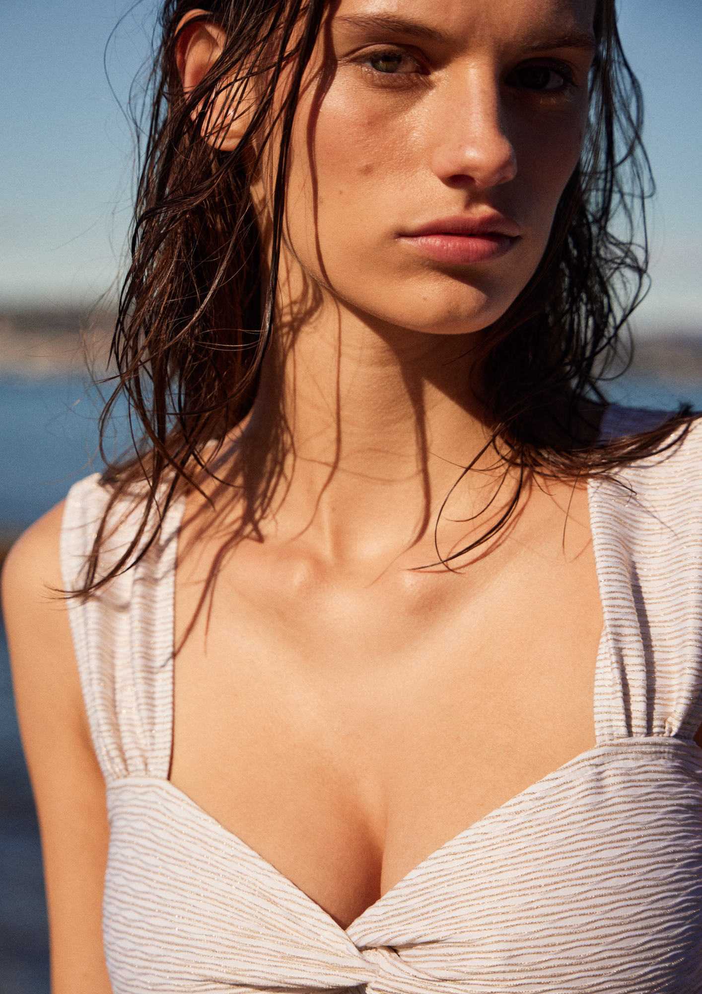 Maillot bandeau LILY | Blanc doré